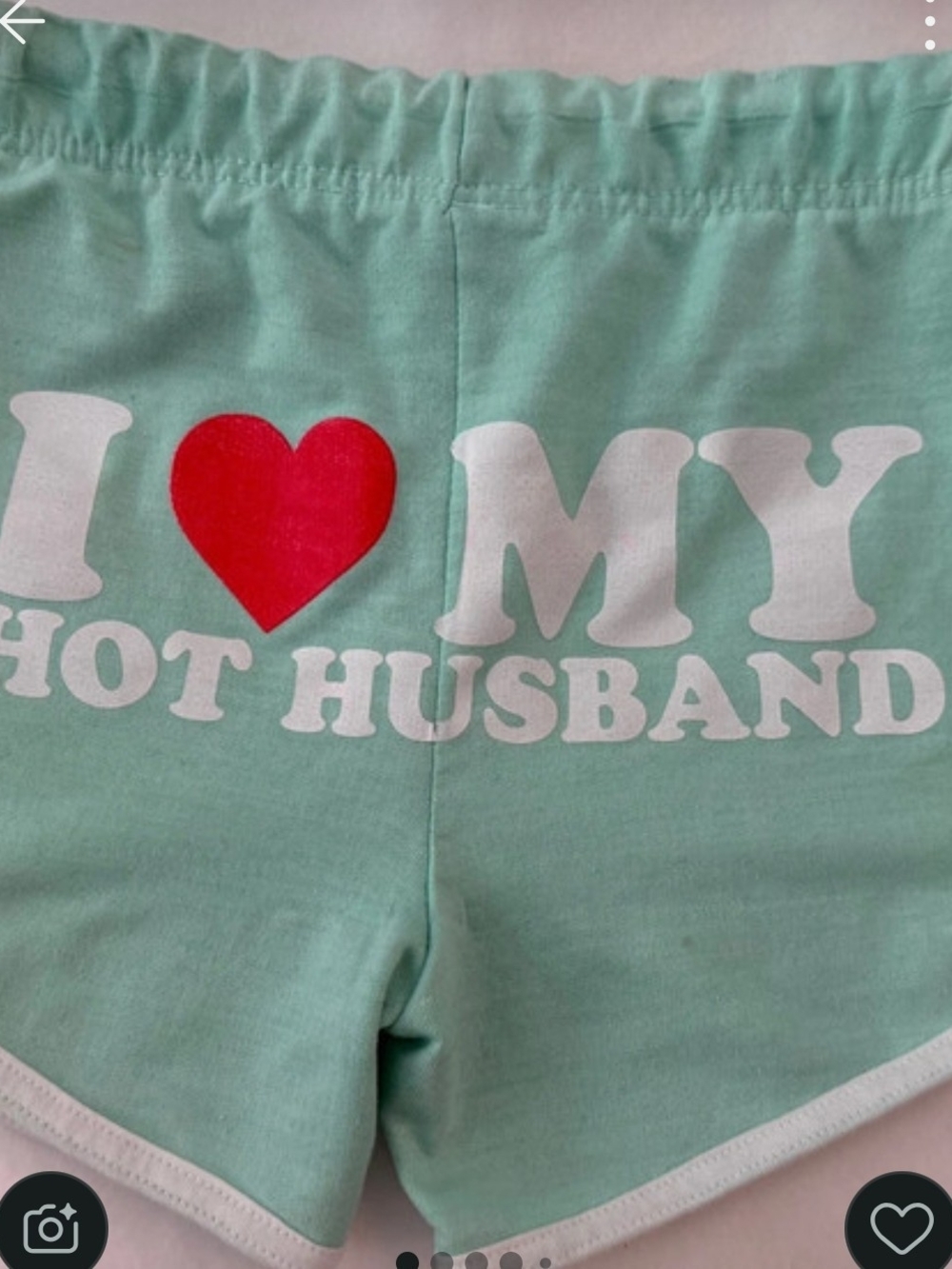 Mint Green Athletic Lounge Shorts with 'I ♥ My Hot Husband' Print